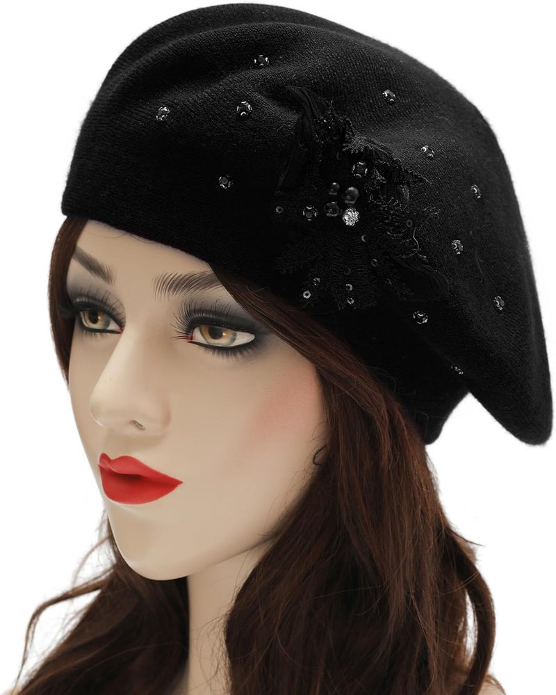 ZLYC Womens French Beret hat, Reversible Solid Color Mosaic Warm Beret Cap for Girls - Image 2